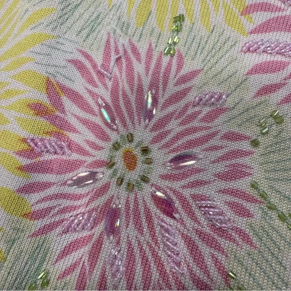 Sweaterworks Women’s Floral Beaded Silk Sweater Multi Color Sz Medium - Picture 5 of 11